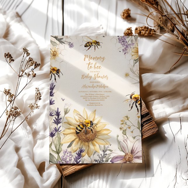 Convite Mamãe de vindima para Chá de fraldas Floral Amarel (Criador carregado)