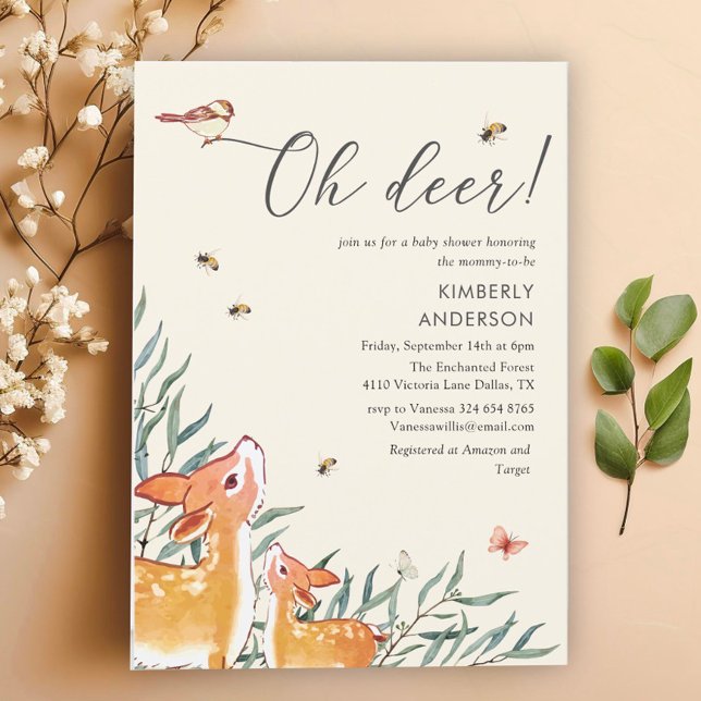 Convite Mamãe Deer & Baby Deer Sweet Chá de fraldas (Criador carregado)