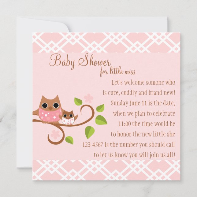 Convite Mamãe e Baby Owl (Frente)