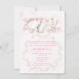 Convite Mamãe e Chá de fraldas de Pastel Elefante Me