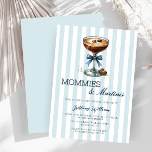 Convite Mamãe e Martinis Chá de fraldas Arco Azul