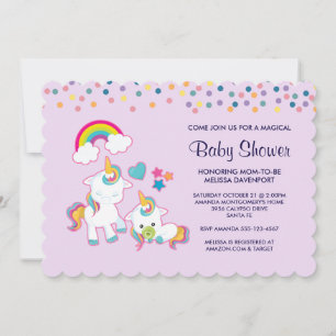 Convite Mamãe Fofa & Bebe Unicórnio Chá de Bebê Mágico