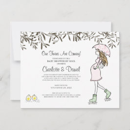 Convite Mamãe Grávida Sob Chá de fraldas Guarda-chuvas