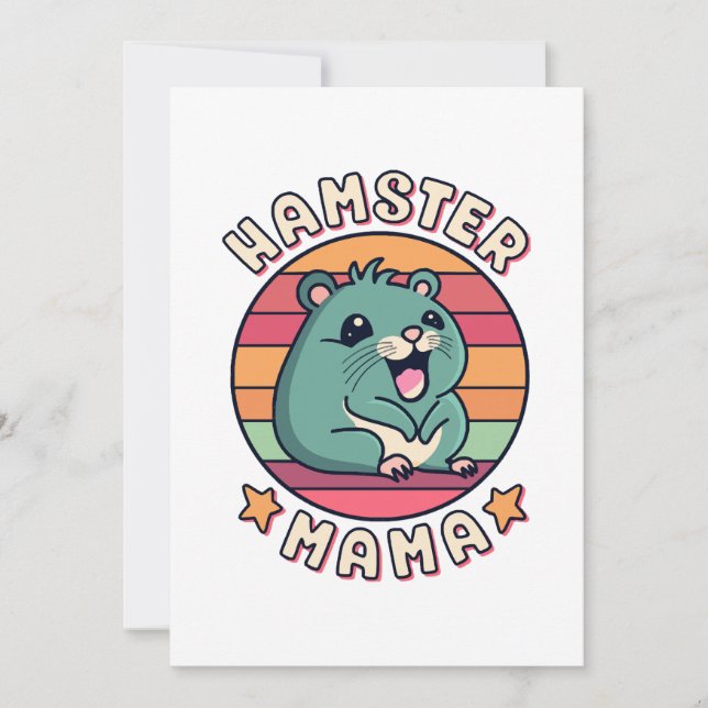 Convite Mamãe Hamster Fofa Kawaii Roedor Mãe (Frente)