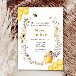 Convite Mamãe para Bee Wildflower Honeybee Chá de fraldas