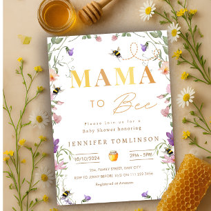 Convite Mamãe para Bee Wildflower Primavera
