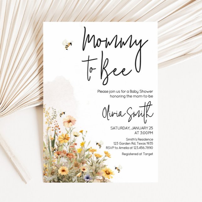 Convite Mamãe para o Chá de fraldas de Bebê (Wildflower Mommy to Bee Baby Shower Invitation)