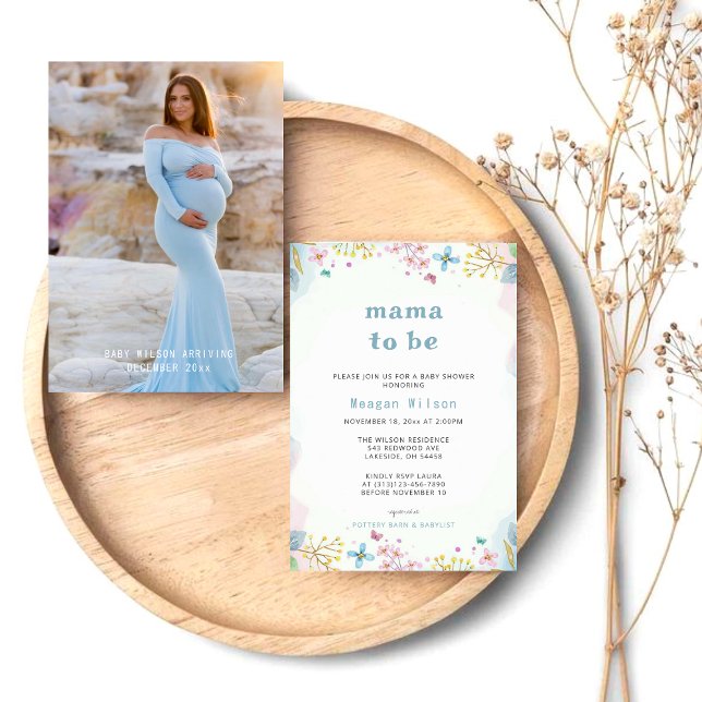 Convite Mamãe Para Ser Chá de fraldas Neutro De Flor Selva (Criador carregado)