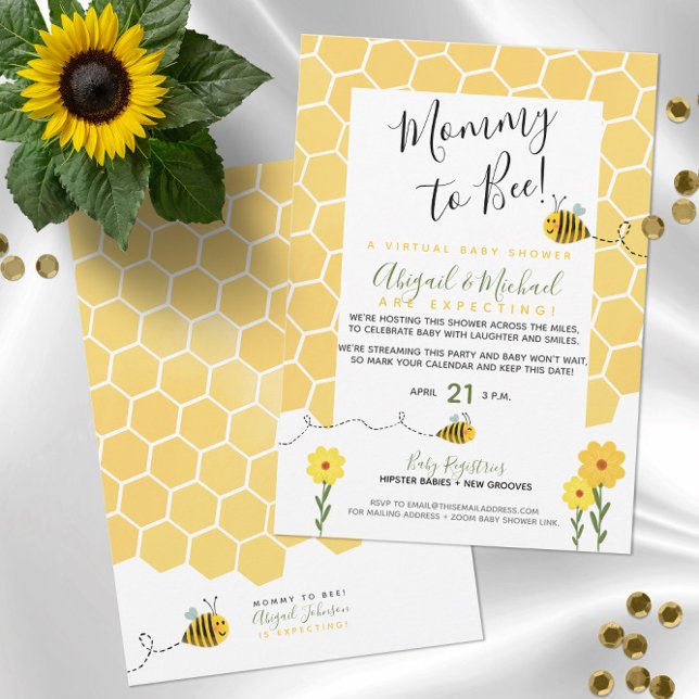 Convite Mamães Neutra Do Gênero Para Serem Chás de fraldas (Cute Gender Neutral Bumble Bee Baby Shower Theme Baby Shower Invitations
)