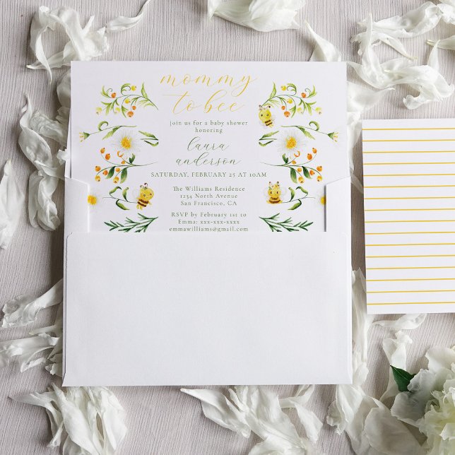 Convite Mamães Para Abelhar Chá de fraldas Floral Elegante (Criador carregado)