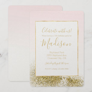 Convite Mambre de cinza brilhante Dourado, cor-de-rosa, br
