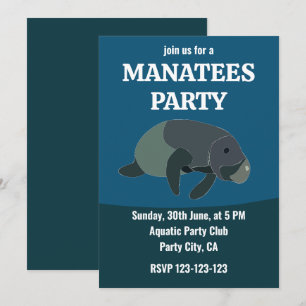 Convite Manatim Festa de Aniversário Sob O Mar Manatim