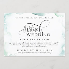Convite Manchas de Aquarela Elegante, Casamento Virtual On