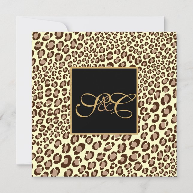 Convite Manchas-leopardo + espirais de pérola/safra (Frente)