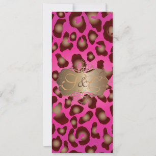 Convite Manchas-leopardo + espirais de pérola/safra/rosa 