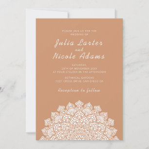 Convite Mandala de Casamento Crescente Lua Arejada Radiant