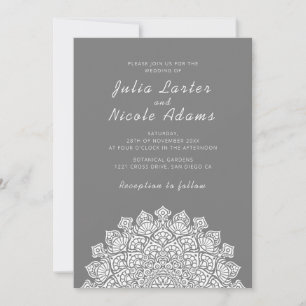 Convite Mandala de Casamento Lua Crescente Radiante e Arej