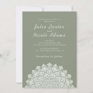Convite Mandala de Casamento Lua Crescente Radiante e Arej