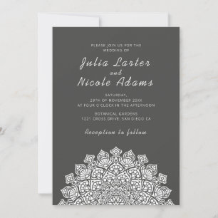 Convite Mandala de Casamento Lua Crescente Radiante e Arej