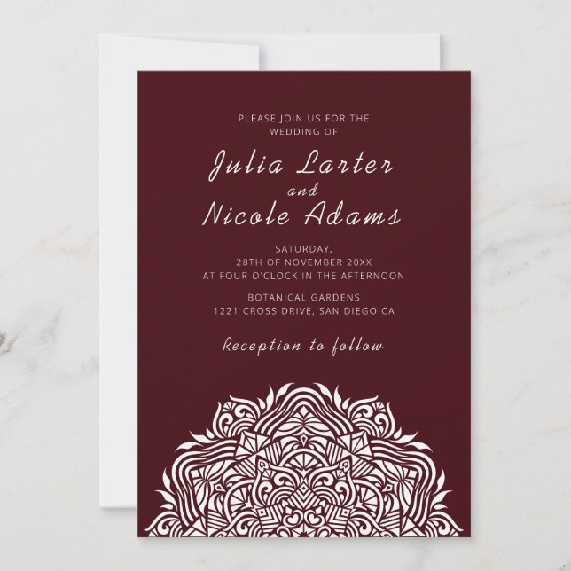 Convite Mandala de Noivado Ordenado Jóia Persa Casamento (Frente)