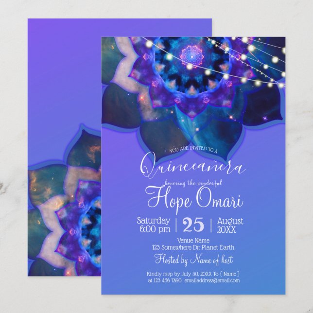 Convite Mandala do Lótus Azul (Frente/Verso)