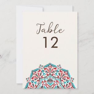 Convite Mandala Floral Delight Número de Mesa de Casamento