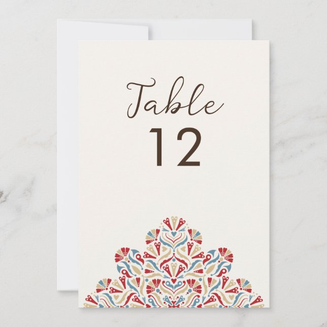 Convite Mandala Floral Delight Número de Mesa de Casamento (Frente)
