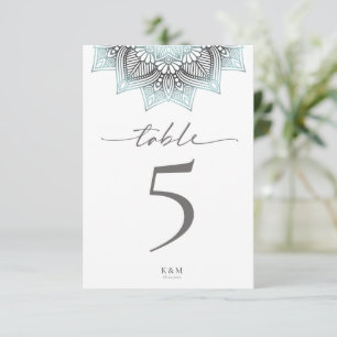Convite Mandala Lace Rev Wedding Table Number Blue ID968