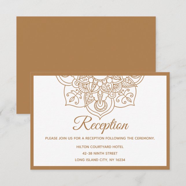 Convite Mandala Marrom Boho Casamento Indiano Moderno Vint (Frente/Verso)