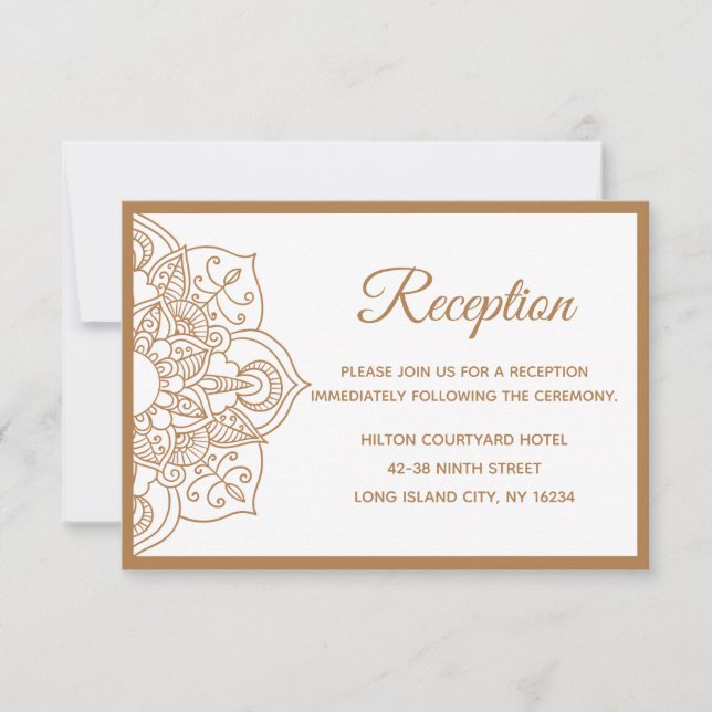 Convite Mandala  Marrom Boho Indiano Moderno Casamento Vin (Frente)