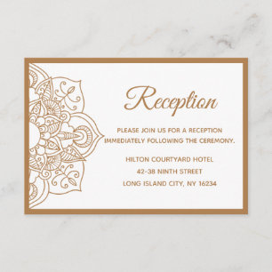 Convite Mandala Marrom Boho Indiano Moderno Casamento Vin
