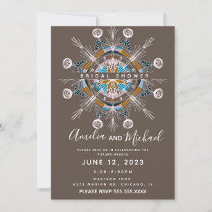 Convite Mandala Moderna Desenhada à Mão Arte Boho Chuveiro