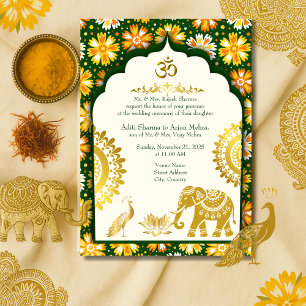Convite Mandala Moghul Arco hindu Casamento de Marfim