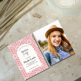 Convite Mandala Ornament & Padrão Árabe Carmesim