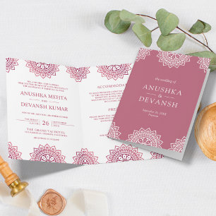 Convite Mandala Rosa Casamento Étnico Tradicional Indiano