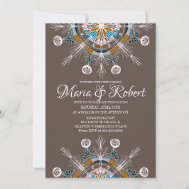 Convite Mandalas Boêmios Coloridos Casamento Marrom Boho