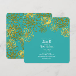 Convite Mandalas Florais Dourados Festa Sweet 16 Dezesseis