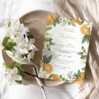 Convite Mandarin Orange Watercolor Casamento