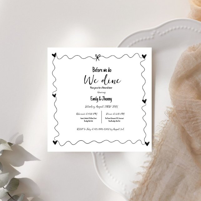 Convite Maneira desenhada antes de jantar Janto de ensaio (Criador carregado)