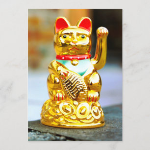 Convite Maneki Neko Lucy acenando Design