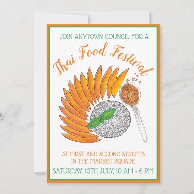 Convite Mango Sticky Rice Thai - Partido do Janto de Resta (Frente)