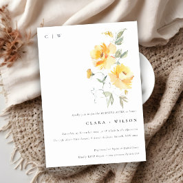 Convite Manhã De Rosa Da Flor De Aquarela Amarela Após