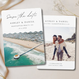 Convite Manhattan Beach Wedding Foto para salvar a data