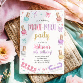 Convite Mani-Pedi Party Manicure and Pedicure Bow Birthday