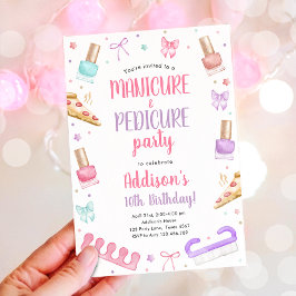 Convite Manicure and Pedicure Bow Mani-Pedi Party Birthday