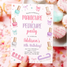 Convite Manicure and Pedicure Bow Mani-Pedi Party Birthday