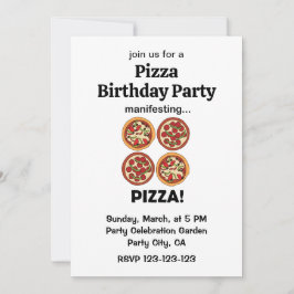 Convite Manifesting Pepperoni Pizza Birthday Party