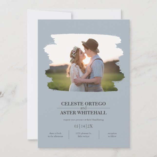 Convite Manipulação de Borda do Pincel Azul Simples e Dust (Frente)