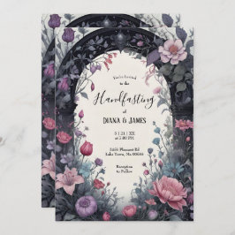 Convite Manipulação de Pagan com Portas Florais Rosa Gótic