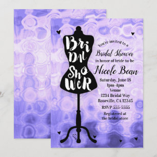 Convite Mannequin Moda Glamour Moderna Roxo Chuva de Noiva
